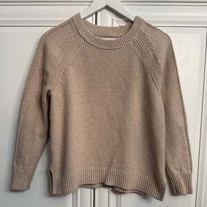 GAP Women's Size Medium Cotton Textured Crew Neck Cream/Blush Pink Sweater